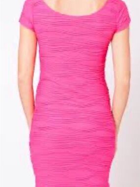 Brat Star Fitted Pink Ribbed Short Sleeve Bodycon Dress